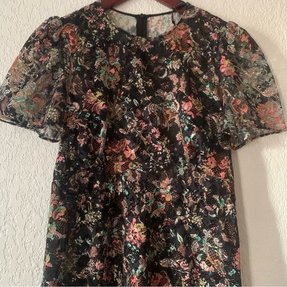 41. Zara Floral Lace Scalloped Hem Midi Dress Size So - Picture 11 of 16